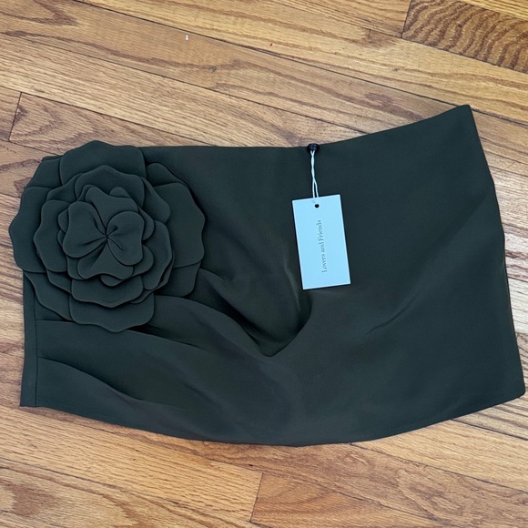 Revolve Zora Olive Green Skort with Floral Accent - Picture 5 of 6